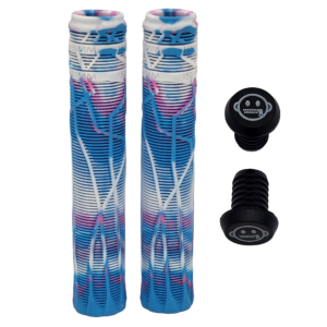 Home zipit almighty grips 180mm flangeless stuntstep & bmx grips – blauw (triple color) – inclusief bar ends