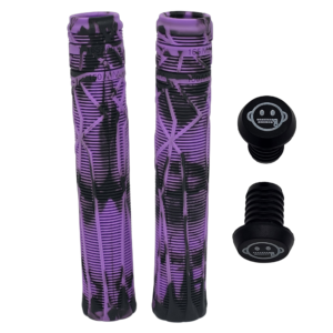zipit almighty grips 180mm flangeless stuntstep & bmx grips – blauw (double color) – inclusief bar ends