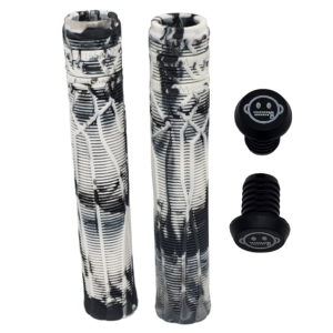Home zipit almighty grips 180mm flangeless stuntstep & bmx grips – blauw (double color) – inclusief bar ends