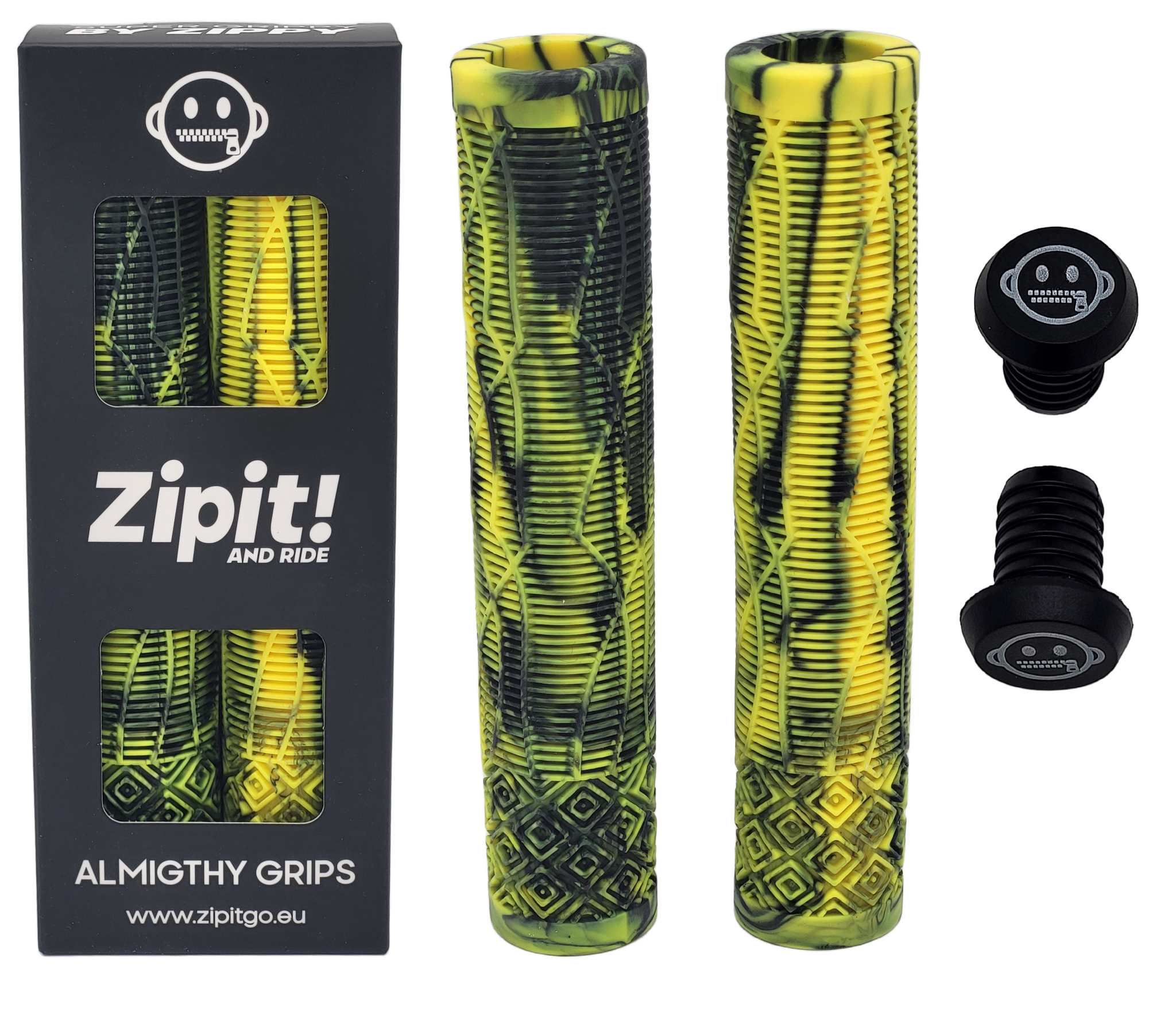 zipit almighty grips 160mm flangeless stuntstep & bmx grips – geel – inclusief bar ends zipit almighty grips 160mm flangeless stuntstep & bmx grips – geel – inclusief bar ends