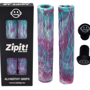 zipit almighty grips 160mm flangeless stuntstep & bmx grips – blauw – inclusief bar ends