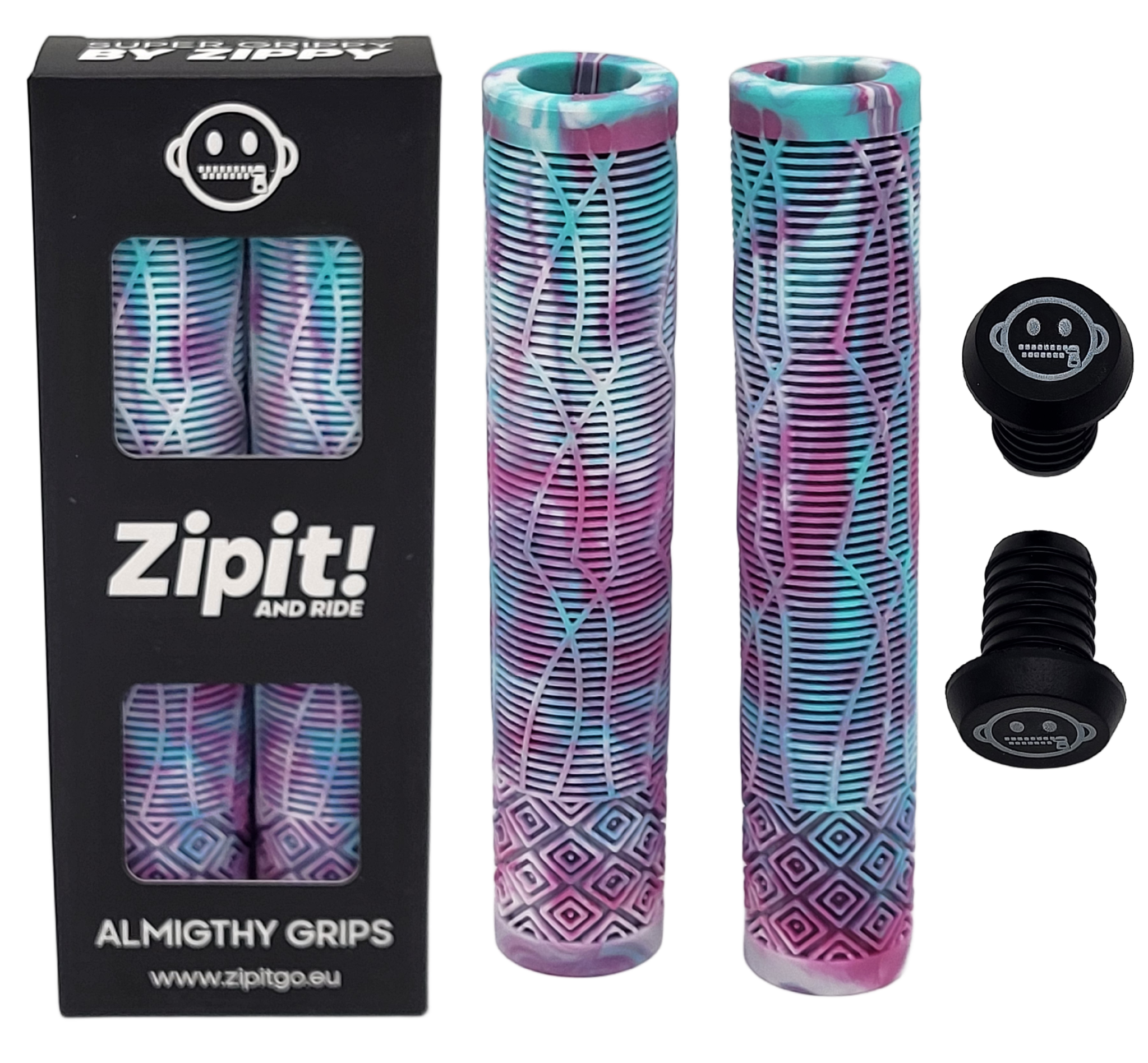 zipit almighty grips 160mm flangeless stuntstep & bmx grips – blauw – inclusief bar ends zipit almighty grips 160mm flangeless stuntstep & bmx grips – blauw – inclusief bar ends