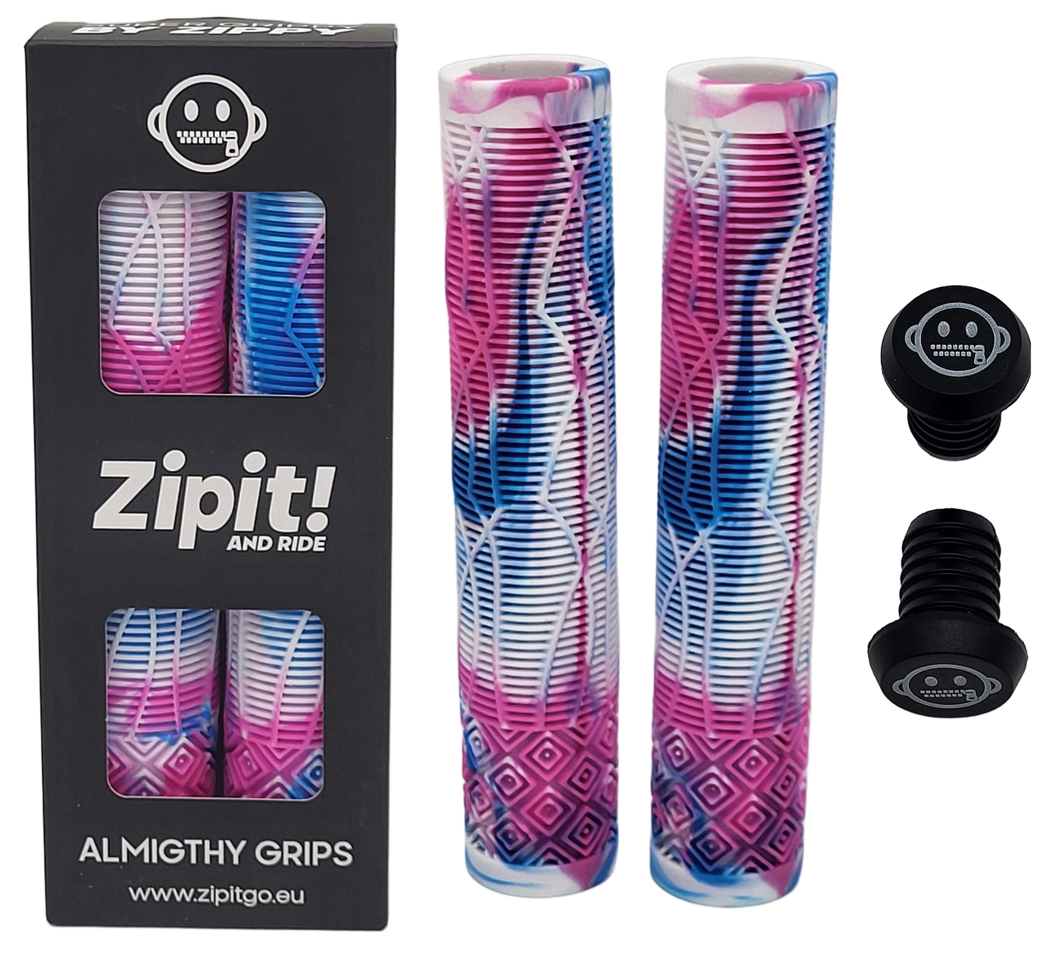 zipit almighty grips 160mm flangeless stuntstep & bmx grips – blauw – inclusief bar ends zipit almighty grips 160mm flangeless stuntstep & bmx grips – blauw – inclusief bar ends